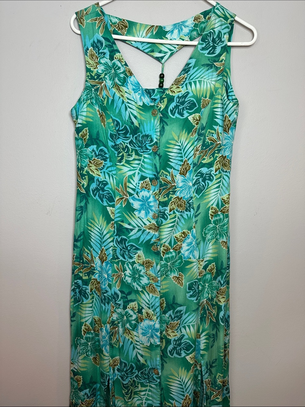 Bahama Beach Sleeveless Teal Floral Midi Dress size S